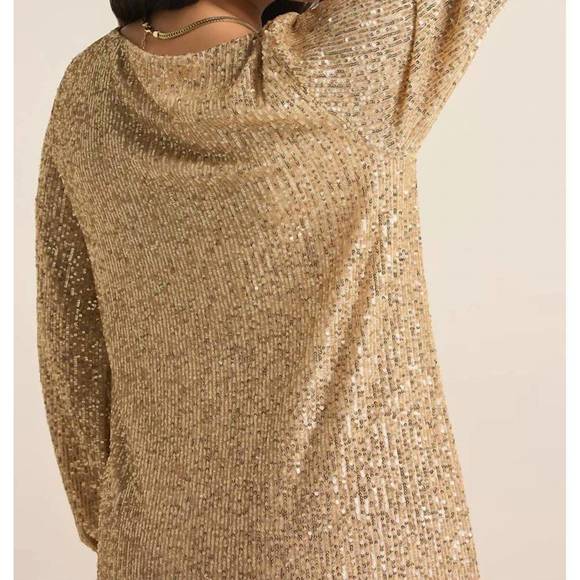 NEW Z SUPPLY andromeda long sleeve mini dress in champagne - Picture 3 of 3